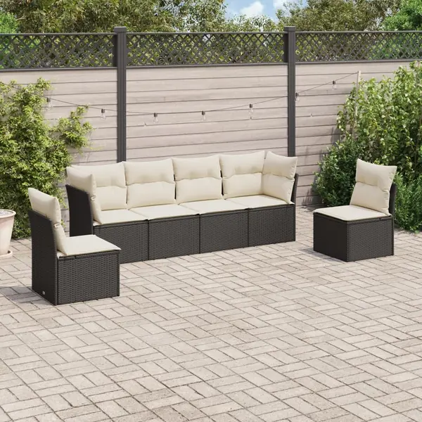 Gossi set mobilier de gradina cu perne, 6 piese, negru, poliratan