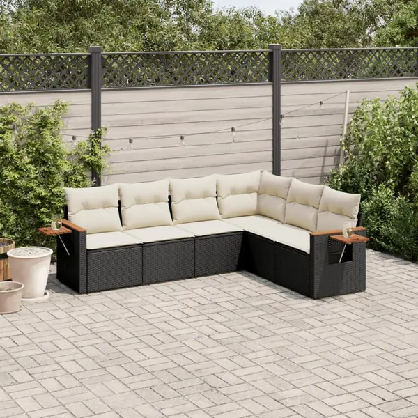Gossi set mobilier de gradina cu perne, 6 piese, negru, poliratan