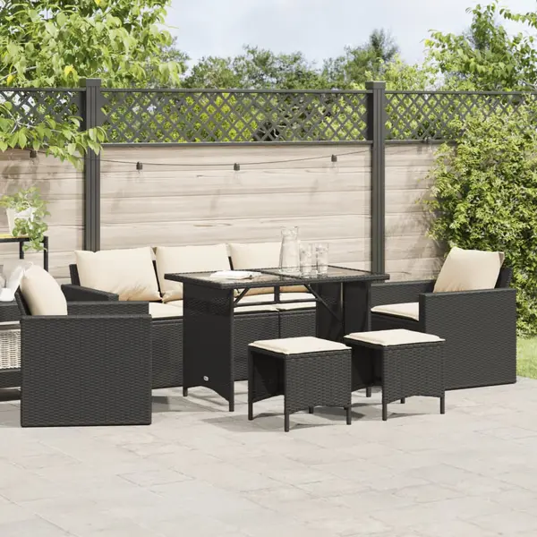 Gossi set mobilier de gradina cu perne, 6 piese, negru, poliratan