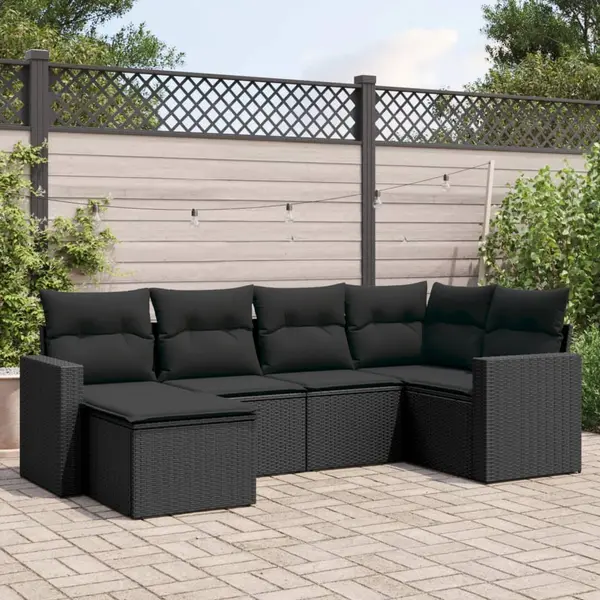 Gossi set mobilier de gradina cu perne, 6 piese, negru, poliratan