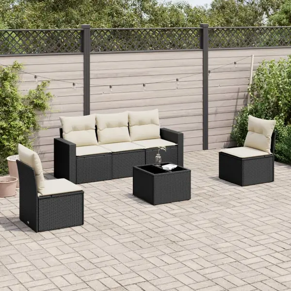 Gossi set mobilier de gradina cu perne, 6 piese, negru, poliratan