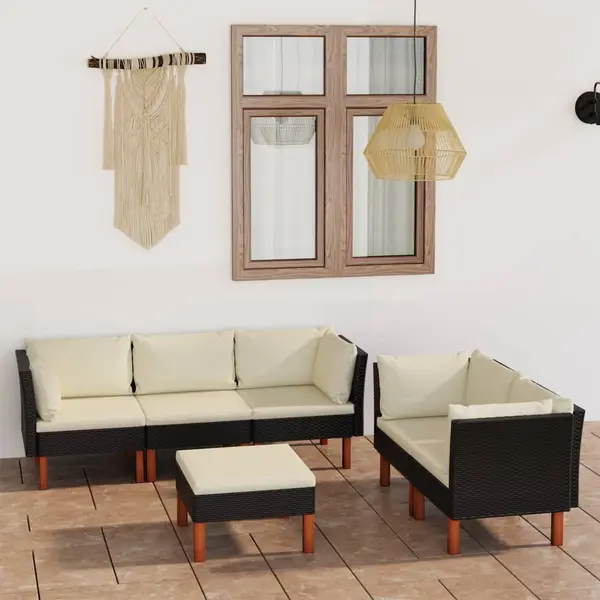 Gossi set mobilier de gradina cu perne, 6 piese, negru, poliratan