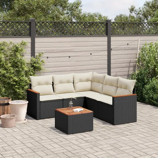 Gossi set mobilier de gradina cu perne, 6 piese, negru, poliratan