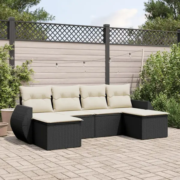 Gossi set mobilier de gradina cu perne, 6 piese, negru, poliratan