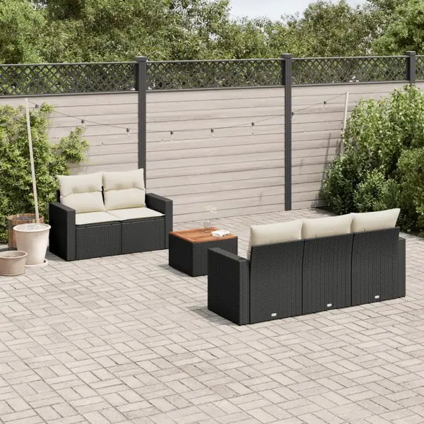 Gossi set mobilier de gradina cu perne, 6 piese, negru, poliratan