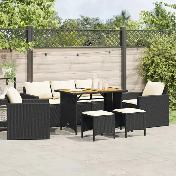 Gossi set mobilier de gradina cu perne, 6 piese, negru, poliratan