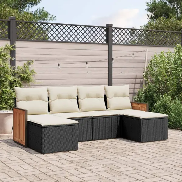 Gossi set mobilier de gradina cu perne, 6 piese, negru, poliratan