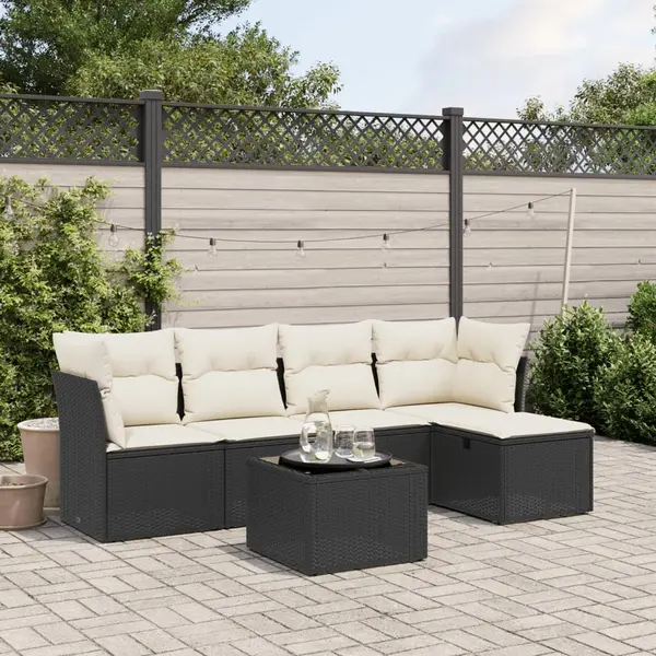 Gossi set mobilier de gradina cu perne, 6 piese, negru, poliratan