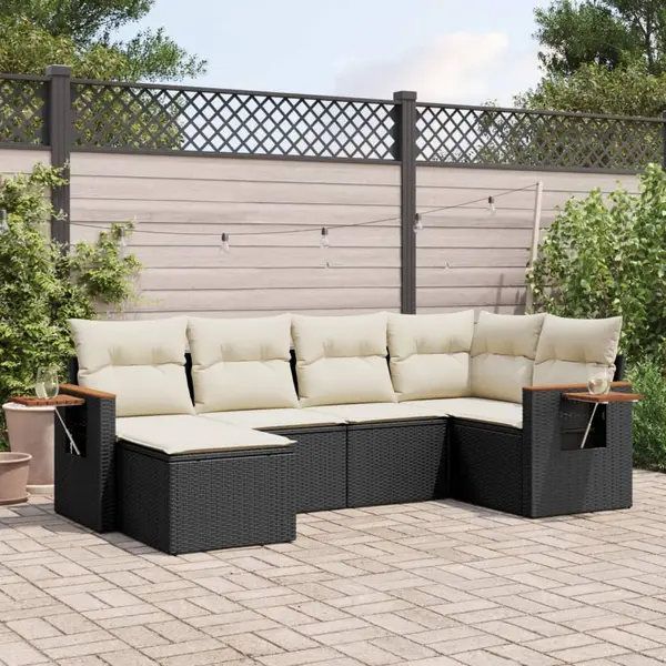Gossi set mobilier de gradina cu perne, 6 piese, negru, poliratan