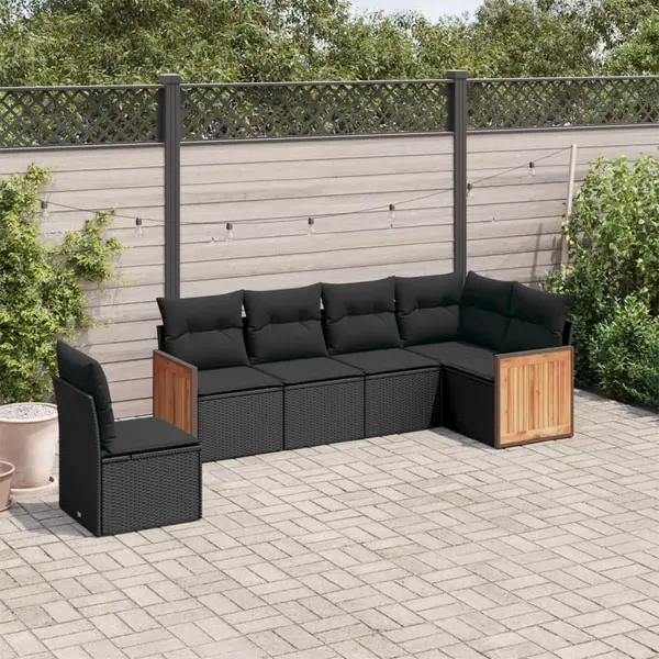 Gossi set mobilier de gradina cu perne, 6 piese, negru, poliratan