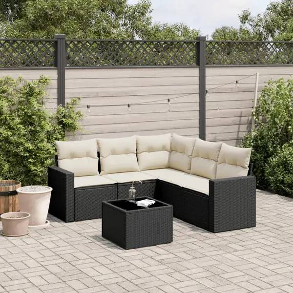 Gossi set mobilier de gradina cu perne, 6 piese, negru, poliratan