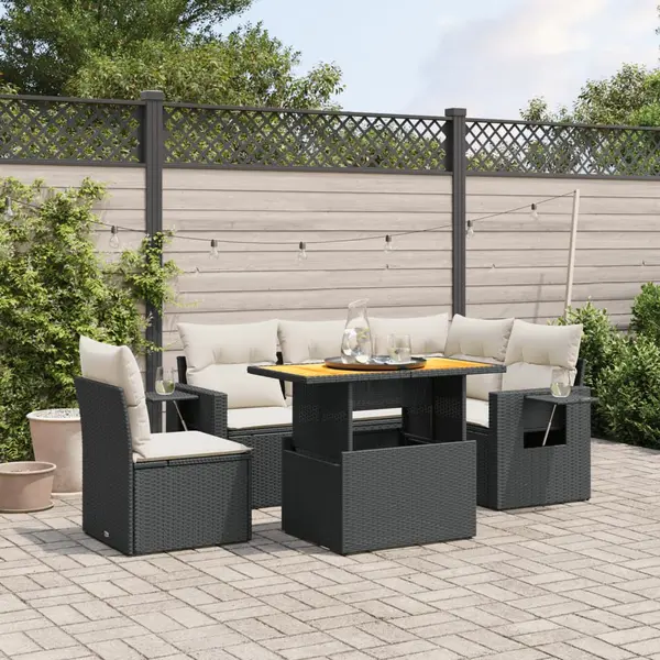Gossi set mobilier de gradina cu perne, 6 piese, negru, poliratan
