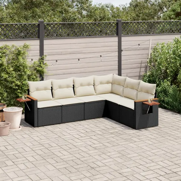 Gossi set mobilier de gradina cu perne, 6 piese, negru, poliratan
