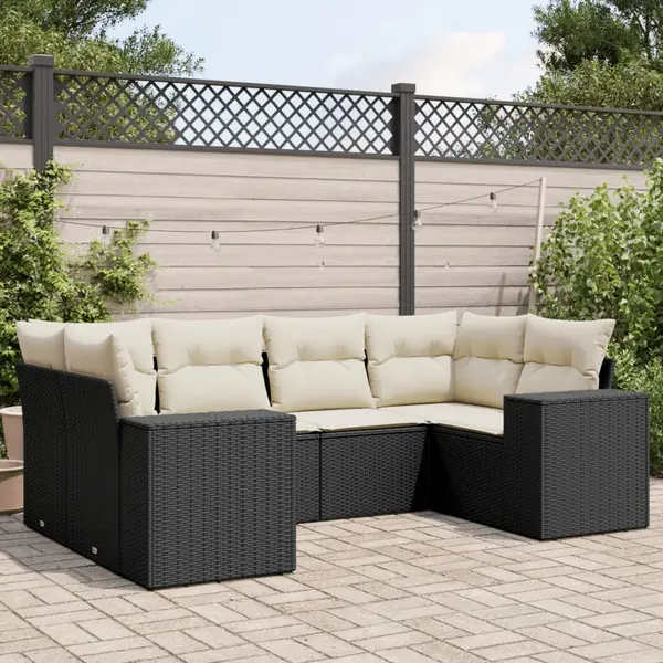 Gossi set mobilier de gradina cu perne, 6 piese, negru, poliratan