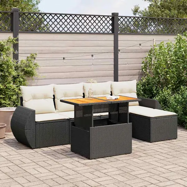 Gossi set mobilier de gradina cu perne, 6 piese, negru, poliratan