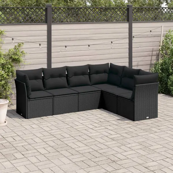 Gossi set mobilier de gradina cu perne, 6 piese, negru, poliratan