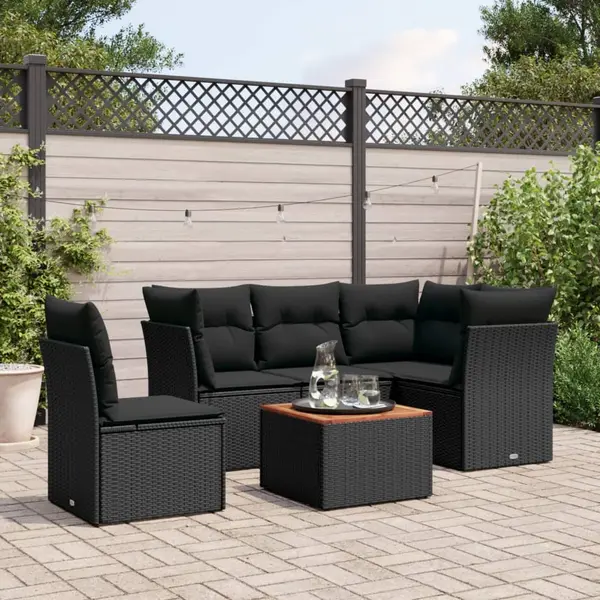 Gossi set mobilier de gradina cu perne, 6 piese, negru, poliratan