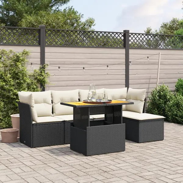 Gossi set mobilier de gradina cu perne, 6 piese, negru, poliratan