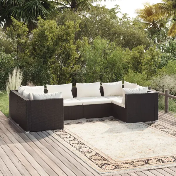 Gossi set mobilier de gradina cu perne, 6 piese, negru, poliratan