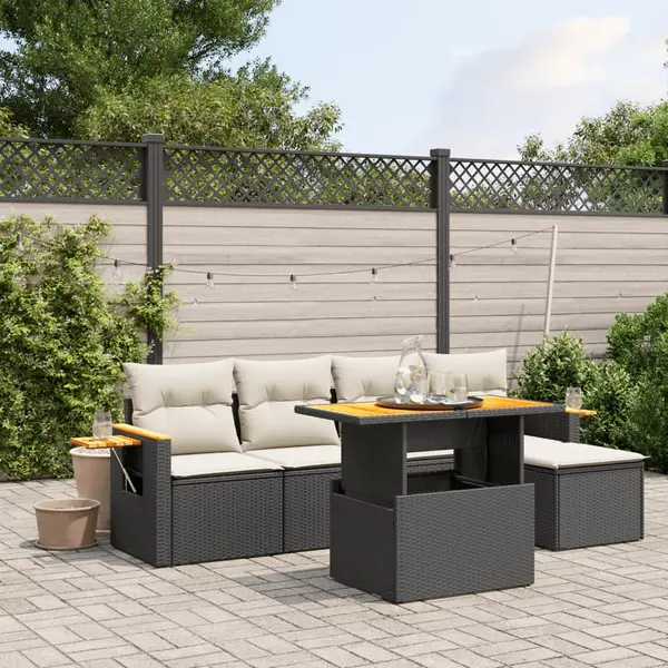 Gossi set mobilier de gradina cu perne, 6 piese, negru, poliratan