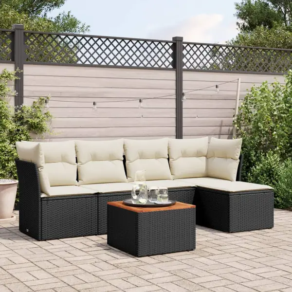 Gossi set mobilier de gradina cu perne, 6 piese, negru, poliratan