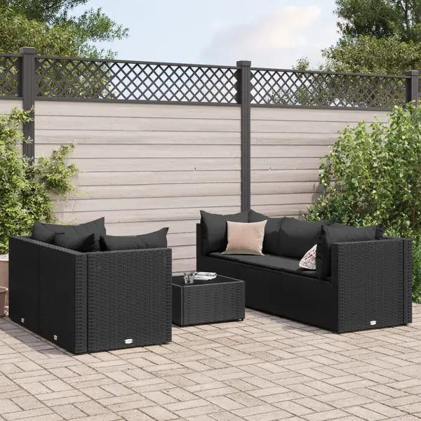 Gossi set mobilier de gradina cu perne, 6 piese, negru, poliratan