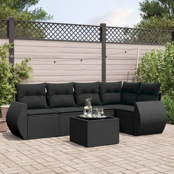 Gossi set mobilier de gradina cu perne, 6 piese, negru, poliratan