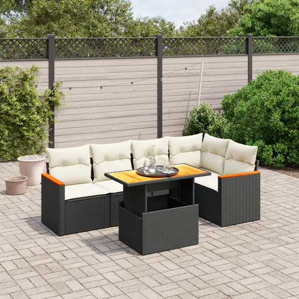Gossi set mobilier de gradina cu perne, 6 piese, negru, poliratan