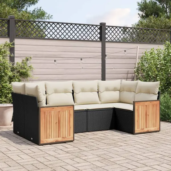 Gossi set mobilier de gradina cu perne, 6 piese, negru, poliratan