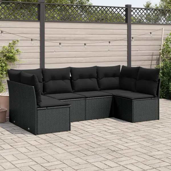 Gossi set mobilier de gradina cu perne, 6 piese, negru, poliratan