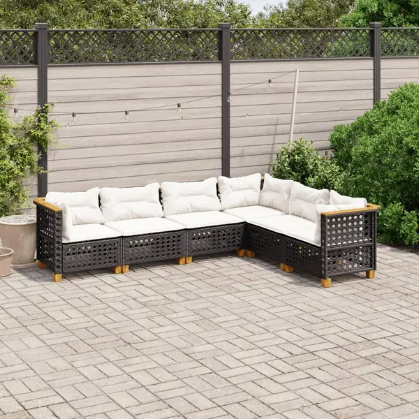 Gossi set mobilier de gradina cu perne, 6 piese, negru, poliratan