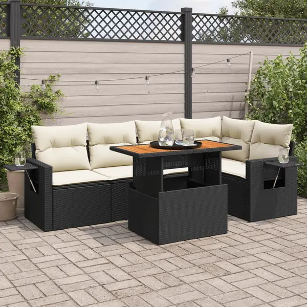 Gossi set mobilier de gradina cu perne, 6 piese, negru, poliratan