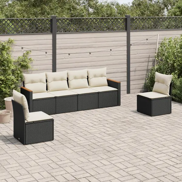 Gossi set mobilier de gradina cu perne, 6 piese, negru, poliratan