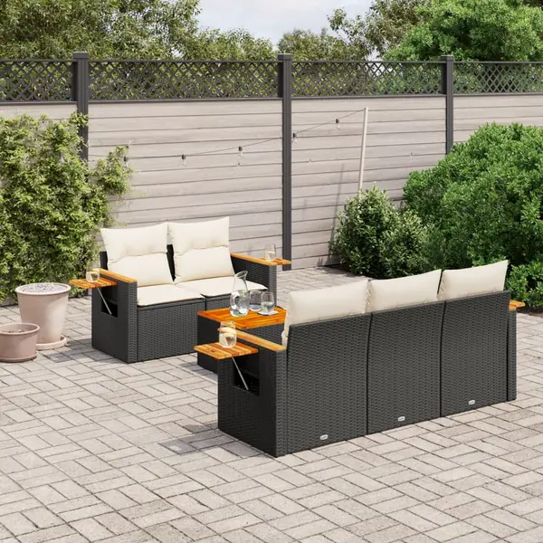 Gossi set mobilier de gradina cu perne, 6 piese, negru, poliratan