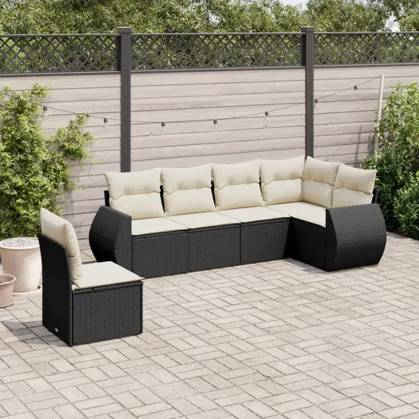 Gossi set mobilier de gradina cu perne, 6 piese, negru, poliratan