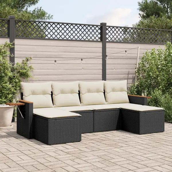 Gossi set mobilier de gradina cu perne, 6 piese, negru, poliratan