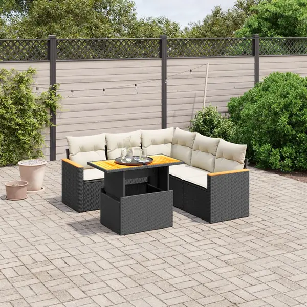 Gossi set mobilier de gradina cu perne, 6 piese, negru, poliratan
