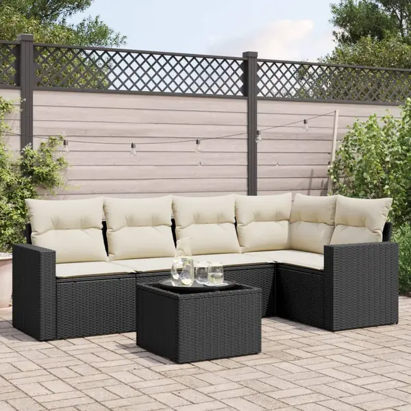 Gossi set mobilier de gradina cu perne, 6 piese, negru, poliratan