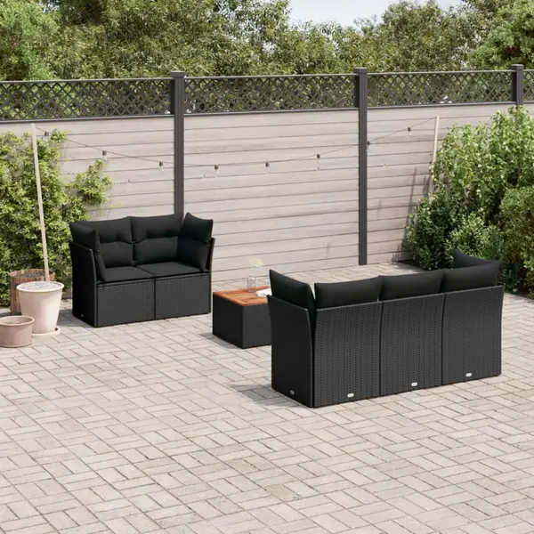 Gossi set mobilier de gradina cu perne, 6 piese, negru, poliratan