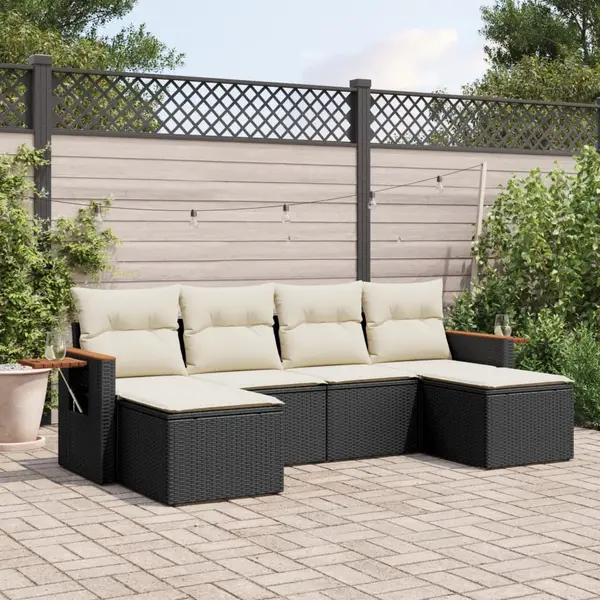 Gossi set mobilier de gradina cu perne, 6 piese, negru, poliratan