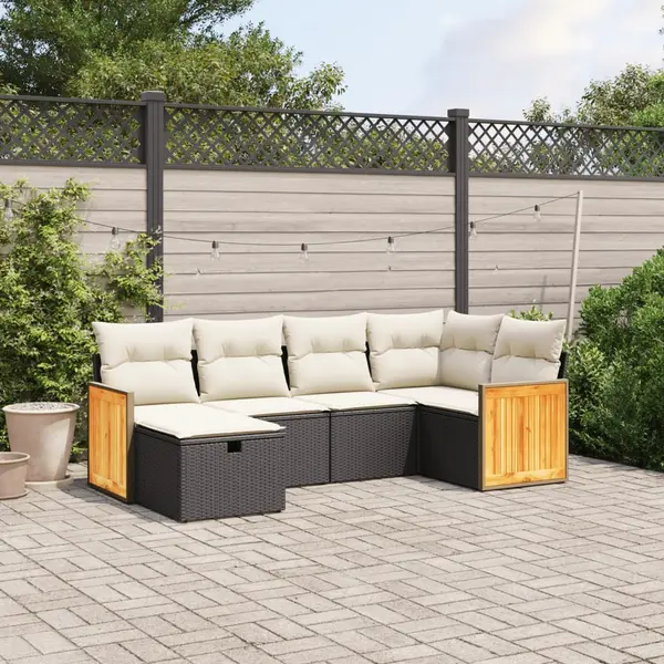 Gossi set mobilier de gradina cu perne, 6 piese, negru, poliratan