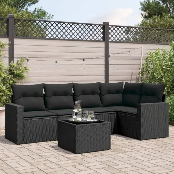 Gossi set mobilier de gradina cu perne, 6 piese, negru, poliratan