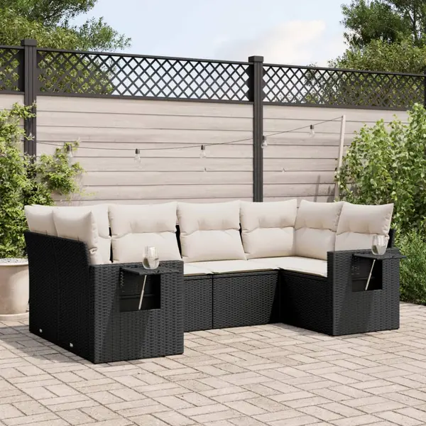 Gossi set mobilier de gradina cu perne, 6 piese, negru, poliratan