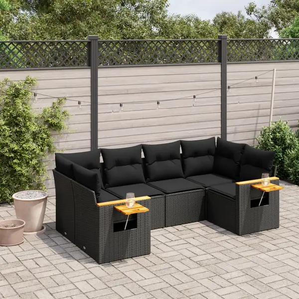 Gossi set mobilier de gradina cu perne, 6 piese, negru, poliratan