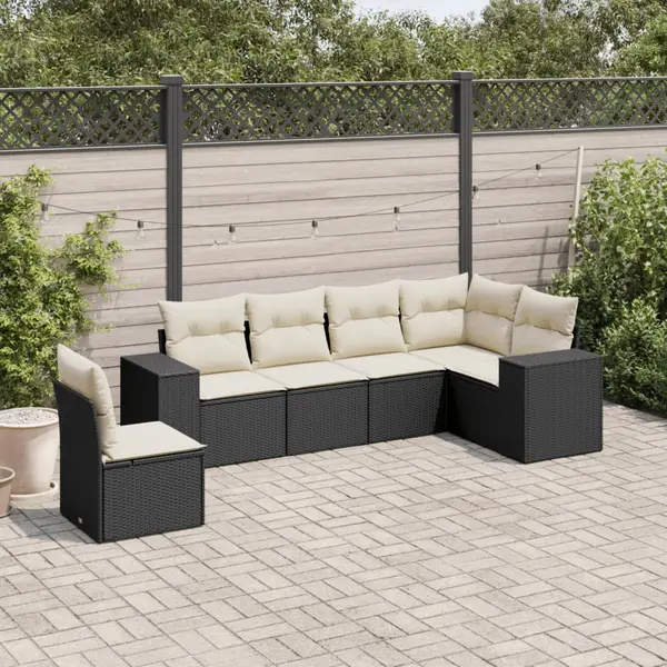 Gossi set mobilier de gradina cu perne, 6 piese, negru, poliratan