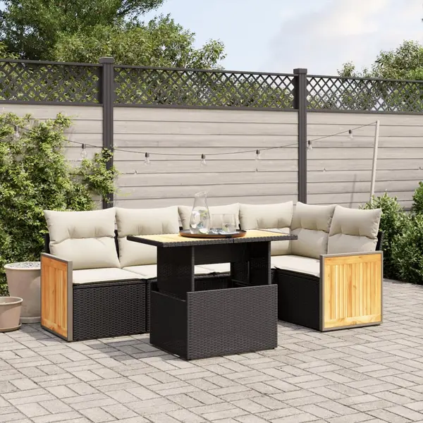 Gossi set mobilier de gradina cu perne, 6 piese, negru, poliratan