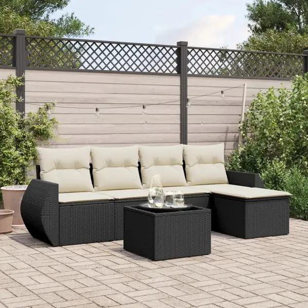Gossi set mobilier de gradina cu perne, 6 piese, negru, poliratan