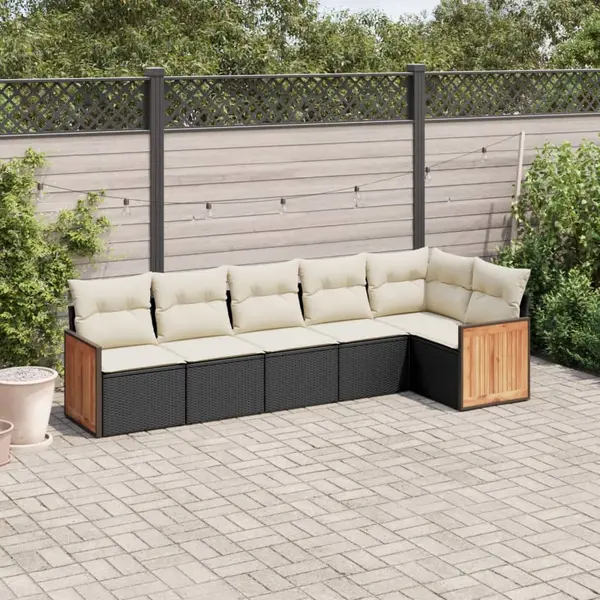 Gossi set mobilier de gradina cu perne, 6 piese, negru, poliratan