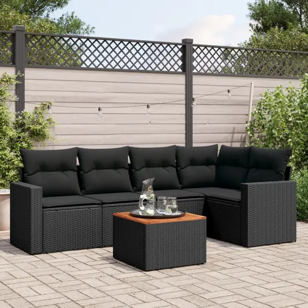 Gossi set mobilier de gradina cu perne, 6 piese, negru, poliratan