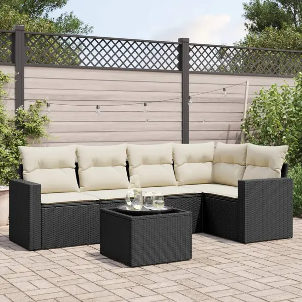 Gossi set mobilier de gradina cu perne, 6 piese, negru, poliratan